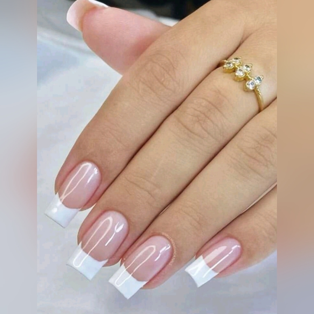 24 Pcs Long Square French Press-On Nails NWT